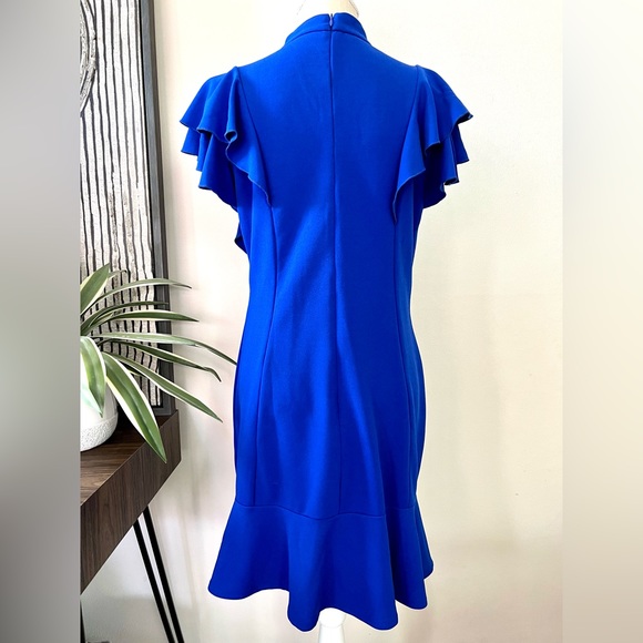 Blue Ruffle Front Dress - Picture 4 of 9